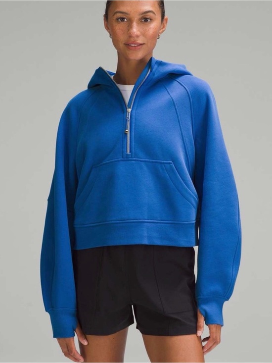 lululemon athletica Jackets & Blazers - Lululemon Cropped Blue Half-Zip Scuba